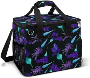 Vegan Beet Pattern Backpack Camping Cooler Leak Insulated Waterproof Portable Cooler Bag with Handle Shoulder Strap