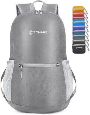 ZOMAKE Ultra Lightweight Hiking Backpack 20L - Packable Small Backpacks Water Resistant Daypack for Women Men(Silver Gray)