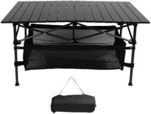 Camping Table with Storage, Outdoor Folding Table, Aluminum Folding Table with Easy Carrying Bag, Portable Lightweight Table for Outdoor,Camping, Beach,Backyard, BBQ, Party, Patio