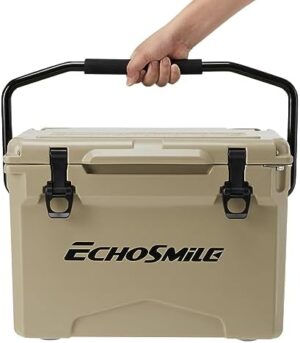 EchoSmile Insulated Portable Cooler 12/18/25 Qt, Rotomolded Cooler with Sealing Ring, Lightweight Ice Chest Box, Hard Cooler for BBQ, Beach, Drink, Camping, Picnic