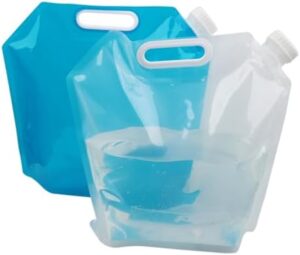 Collapsible Water Container Bags Food Grade Clear Plastic Storage Jug Plastic Flasks Carrier Bag 5L /1.3 Gallon 170 Oz for Camping Hiking Backpack Emergency No-Leak Freezable Foldable Water Bottle