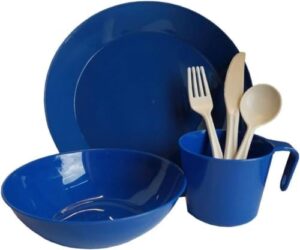 1-Person Camping Dish Table Set, Washable/Reusable Polypropylene Dinnerware Set for Camping and Outdoor Dining by Caddis Sports, Inc.