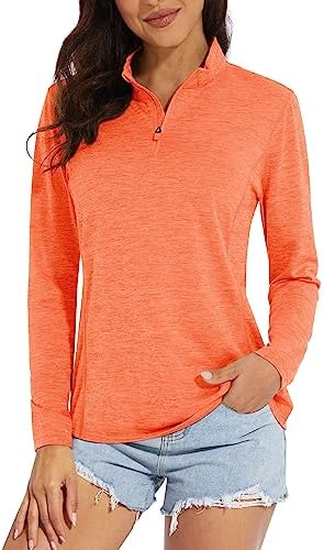 MAGCOMSEN Women's 1/4 Zip Shirts UPF 50+ Sun Protection Pullover Long Sleeve Quick Dry Workout Hiking Athletic Shirts