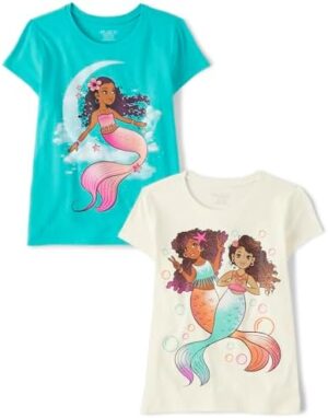 The Children's Place girls Pumpkins Leaves Team Spice Short Sleeve Graphic T Shirt 2 Pack