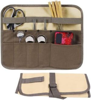 Camping Utensil Bag, Knife Roll Bag for Chefs Canvas Roll Up Culinary Bag Tableware Storage Hanging Bag Multi-purpose Knife Cover for Cooking, Camping