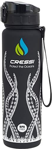 Cressi H2O Frosted Drinking Flask - One Click Opening, Lanyard for Easy Carrying, Filter for Ice and Fruit - 600 ml / 1000 ml - BPA Free - Designed in Italy