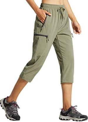 Libin Women's Capri Pants Lightweight Quick Dry Cargo Hiking Capris Travel Casual Outdoor Zipper Pockets