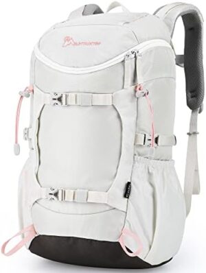 MOUNTAINTOP Small Hiking Backpack 28L Travel Daypack Lightweight for Women for Outdoor Camping, 20.5×12.2×6.3 IN，Ivory