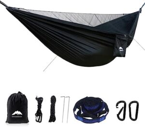 Camping Hammock - Portable Hammock with Mosquito Net, Lightweight Backpacking Hammocks Swing Camping Accessories for Indoor, Outdoor, Beach, Backyard, Patio, Travel, Hiking