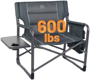 TIMBER RIDGE XXL Upgraded Oversized Directors Chairs with Foldable Side Table, Detachable Side Pocket, Heavy Duty Folding Camping Chair up to 600 Lbs Weight Capacity (Gray) Ideal Gift