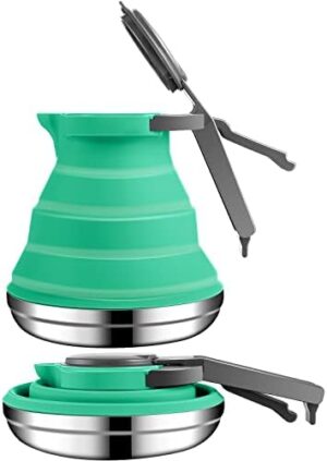 Geiserailie Camping Coffee Pot Portable Camping Pot Camping Kettle Outdoor Camping Coffee Pot Hiking Camping Kettle for Hiking Travel and Outdoors (Green)