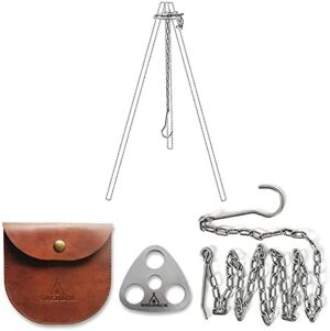 Stainless Steel Camping Gear and Equipment - Campfire Cooking Accessories Set - Radiate Portable Round Cookware - Dutch Oven Camping Cookware - Outdoor Camp Tripod Cooking, Silver