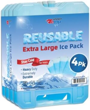 Reusable Jumbo Ice Pack - Long Lasting - Perfect for Keeping Food Or Beverages Cold, Coolers, Camping, Beach Coolers, Hiking & More, Clear Blue