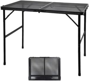 Camping Table with Mesh Desktop, Lightweight & Portable Folding Grill Table, Height Adjustable Sturdy 3 FT Metal Table for Camping, Grill, BBQ, RV, Picnic