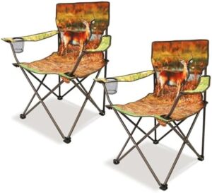 2 Pack Camping Hunting Chairs, Portable Collapsible Folding Chair for Outdoor Travel, Tailgating, Patio, Beach, Fishing, Home, Garden