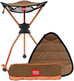 GRAND TRUNK Compass 360 XT Stool, Extra Tall, Full Swivel, Compact & Packable for Outdoors, Work & Play (Brown)