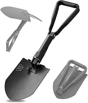 Gold Armour Military Folding Camping Shovel, High Carbon Steel Survival Shovel Entrenching Tool Handle with Carrying Pouch