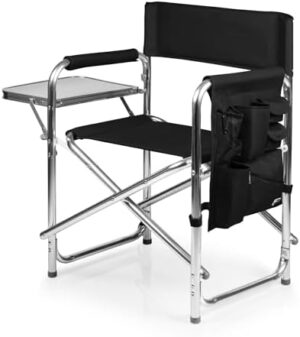 ONIVA - a Picnic Time brand - Sports Chair with Side Table, Beach Chair, Camp Chair for Adults, (Black)