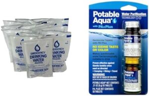 Emergency Water Packet 4.227 oz - 3 Day/72 Hour Supply (18 Packs), White & Potable Aqua Water Purification Tablets with PA Plus, Portable and Effective Solution