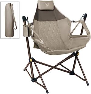 TIMBER RIDGE Hammock Camping Chair with Adjustable Backrest, Heavy Duty Folding Hammock Chair Supports 300lbs, Portable Hammock Chair for Camping, Travelling and Patio, Tan