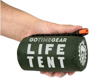 Go Time Gear Emergency Survival Life Tent – 2 Person Emergency Tent – Use As Survival Tent, Emergency Tube Tent, Survival Tarp - includes Survival Whistle & Paracord