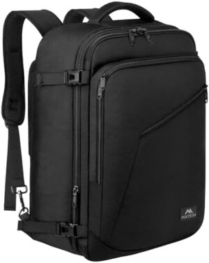 MATEIN Carry on Backpack, Extra Large Travel Backpack Expandable Airplane Approved Weekender Bag for Men and Women, Water Resistant Lightweight Daypack for Flight 40L, Black