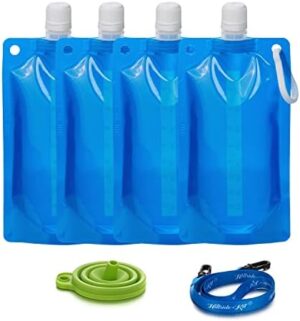 Hillside-Kit Plastic Flasks Concealable and Reusable Cruise Drink Bags with Funnel 8OZ Leak-Proof Flasks for Travel Outdoor (Blue-4pcs 8OZ)