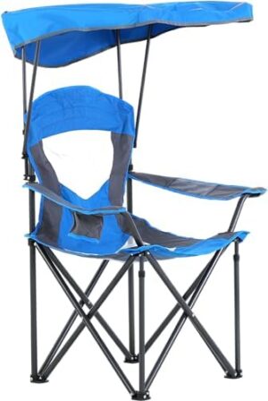 Camp Chair with with Retractable UPF 50+ Shade Canopy, Portable Camping Lounge Chair Lawn Chairs for Hiking Travel Beach Fishing