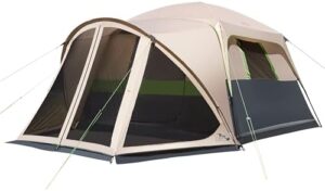 6 Person Camping Tent with Screen Porch, Family Tents for Camping, Water Resistant Large Cabin Tent, Dome Tent includes Rainfly and Carry Bag, Easy Setup, Big Tent for Camping and Backyard