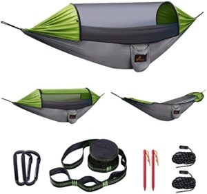 Camping Hammock, Sportneer Hammock with Mosquito Net 118" x 71" Portable 2 Person Hammock Lightweight Hammocks Tent with Tree Straps for Backpacking Hiking Backyard Camping Outdoor