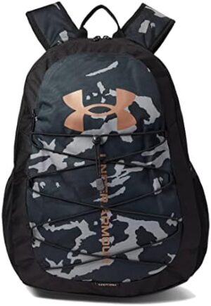 Under Armour Unisex-Adult Hustle Sport Backpack , (015) Black / Black / Metallic Light Copper , One Size Fits All