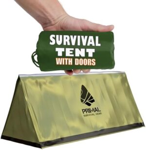 Survival Gear Shelter for Bug Out Bag - Storm Shelter Survival Tent with Doors - Tornado Shelter - Small Bivy Tent Emergency Shelter for Camping - Tactical Tent for Emergency Bugout Survival Kit