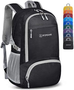 ZOMAKE Lightweight Packable Backpack 30L - Foldable Hiking Backpacks Water Resistant Compact Folding Daypack for Travel(Black)