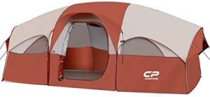 CAMPROS CP Tent 8 Person Camping Tents, Weather Resistant Family Tent, 5 Large Mesh Windows, Double Layer, Divided Curtain for Separated Room, Portable with Carry Bag