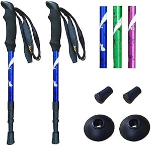 Hiking Trekking Poles, 2 Pack Anti Shock, Adjustable, Collapsible Hiking Poles for Trekking or Walking, Lightweight Aluminum Sticks for Children, Men and Women, Backpacking, Camping