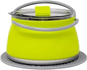 Collapsible Camping Kettle for Hiking, Backpacking & Outdoors 1 Liter Capacity with Silicone Trivet Included