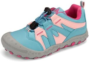 Mishansha Unisex Children Trekking Shoes Artificial Leather Trail Hiking Sneaker Toddler Low Athletic Shoe Blue/Pink