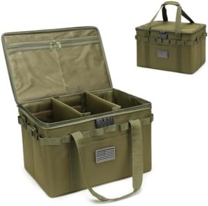 Tactical Camping Storage Bag - 38L Utility Tote Bag Organizer with Combination Lock and Shoulder Strap (OD Green)