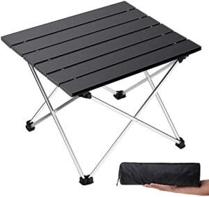 Grope Small Folding Camping Table with Aluminum Table Top, Beach Table for Sand with Carrying Bag,Prefect for Outdoor, Picnic, BBQ, Cooking, Festival