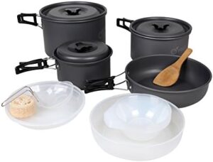 Yodo Anodized Aluminum Camping Cookware Set Backpacking Pans Pot Mess Kit for 4-5 Person