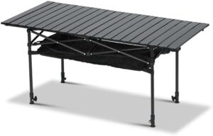 Camping Table Outdoor Folding Portable with Storage Space, Height Adjustable Aluminum Roll-up Table, Beach,Backyard, BBQ, Party, Patio, Picnic