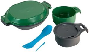 humangear GoKit Deluxe: 7-Tool Lightweight Camping Mess Kit with Portable Insulated Cup, Camping Plate, Bowl, Utensil, and Toothpick - Ideal On-The-Go Camping Solution