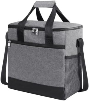 Large Cooler Bag, Raynesys 8.5L Insulated Lunch Bag, Leakproof Cooler with Multiple Pockets, Portable Insulated Lunch Box for Office, Picnic, Outdoor Camping, Travel, Grey & Black