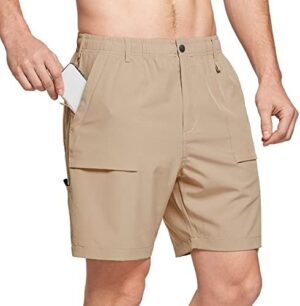 BALEAF Men's 7" Casual Shorts for Summer Elastic Waist Quick Dry Lightweight Short with Cargo Hiking Fishing