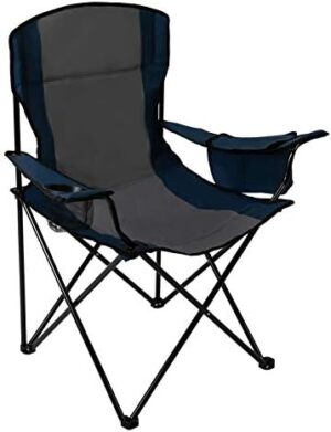 Quad Camp Chair w/ Built-In Cooler and Cup Holder, Includes Carry Bag - Navy/Gray