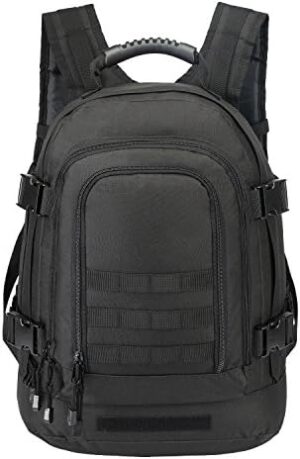 Military Bug Out Bag Expandable Backpack Tactical Daypack With Waist Strap for Outdoor Hiking Hunting (Black)