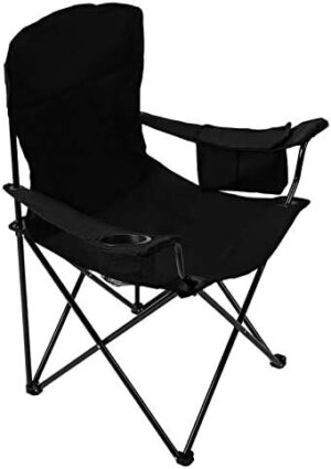 Quad Camp Chair w/ Built-In Cooler and Cup Holder, Includes Carry Bag - Black