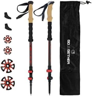 G2 Carbon Fiber Trekking Poles Telescopic/EVA Foam Grip/Foam Padded Wrist Strap/Auto-Adjustable Strap/Quick Flip Lock (Pack of 2 Poles)