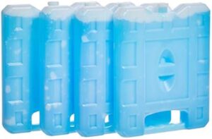 Amazon Basics Reusable Hard Sided Rectangular Ice Pack, Pack of 4, Medium, Blue, 8.3" X 6.7" X 1.2"