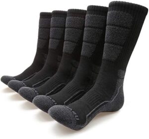 MIRMARU Men's 5 Pairs Hiking Outdoor Trail Running Trekking Moisture Wicking Cushion Crew Socks